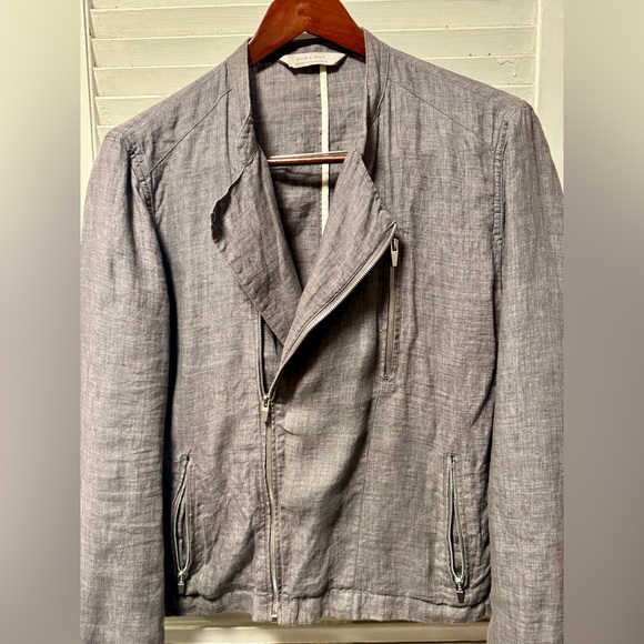 Zara Man grey linen biker jacket. - Picture 2 of 4
